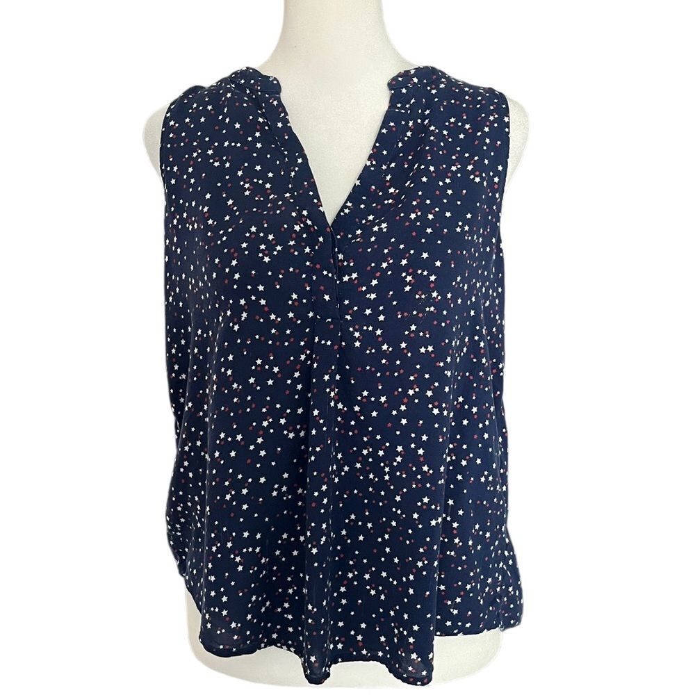 Red, White, and Blue Patriotic V-neck Blouse​​​